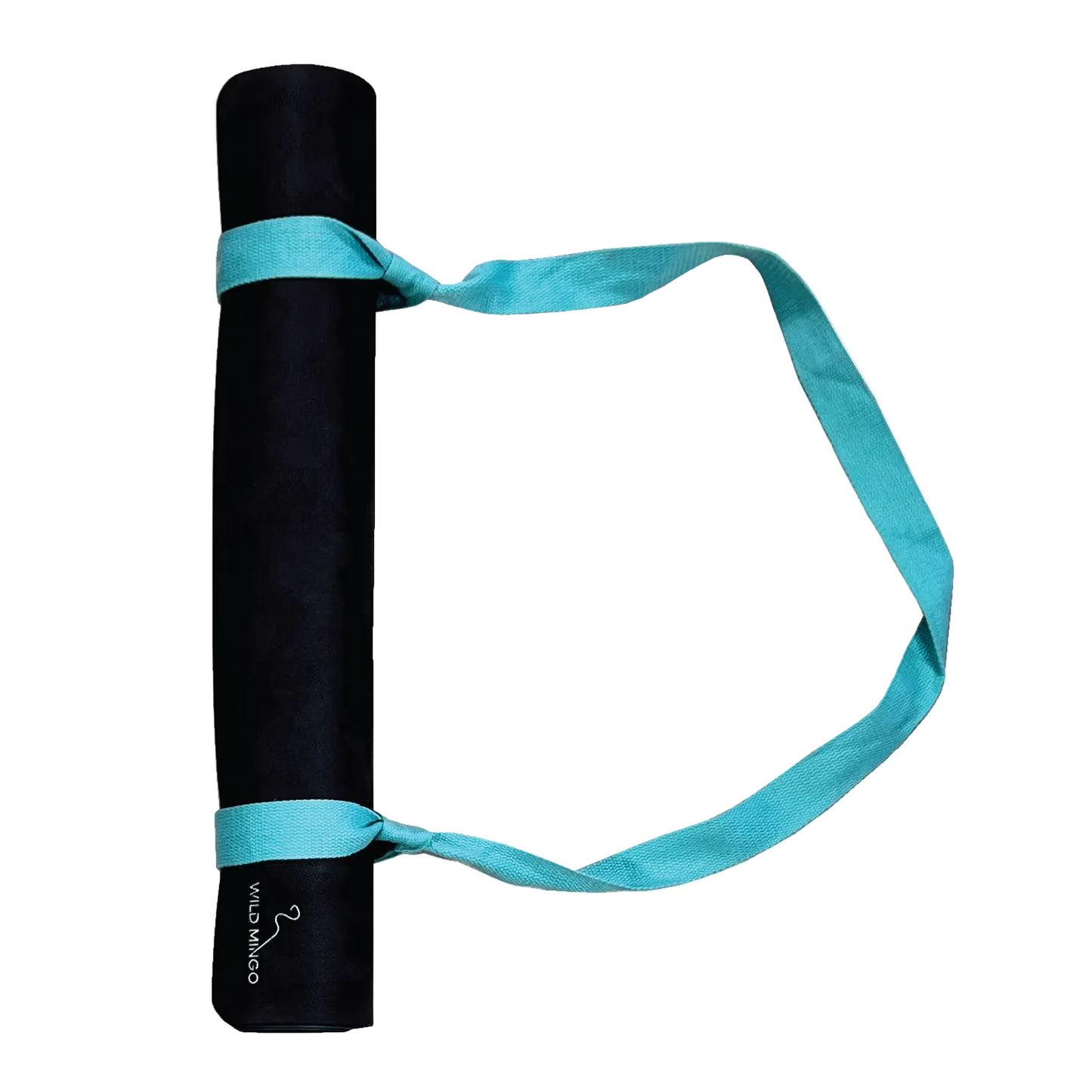 Yoga Mat | Wild Mingo | Mystique Reycled Rubber & Microsuede Non-Slip rolled with strap on a white background