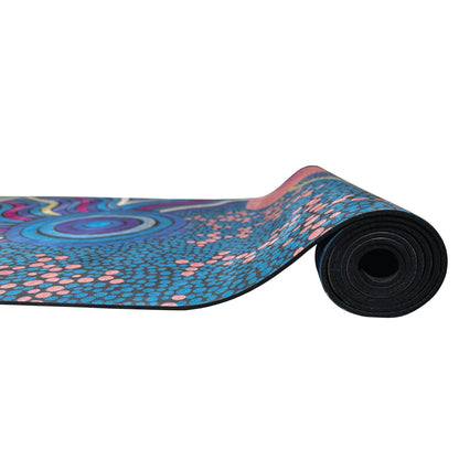 Yoga Mat | Wild Mingo | Oorunye Recycled Rubber & Microsuede Non-Slip half rolled on a white background