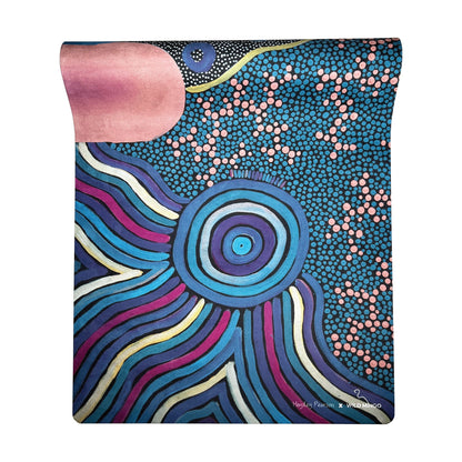 Yoga Mat | Wild Mingo | Oorunye Recycled Rubber & Microsuede Non-Slip half rolled on a white background