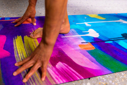 Yoga Mat | Wild Mingo | Swell Recycled Rubber & Microsuede Non-Slip in use on a studio floor