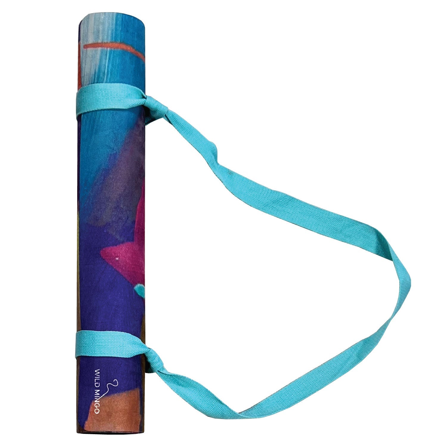 Yoga Mat | Wild Mingo | Swell Recycled Rubber & Microsuede Non-Slip rolled mat with strap on a white background