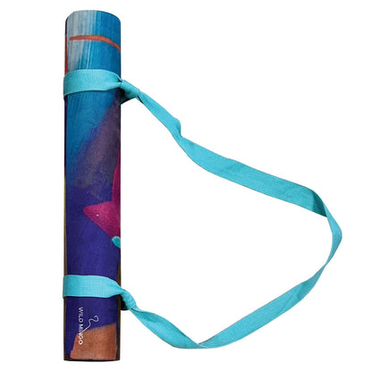 Yoga Mat | Wild Mingo | Swell Recycled Rubber & Microsuede Non-Slip rolled mat with strap on a white background