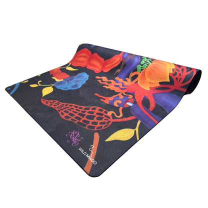 Yoga Mat | Wild Mingo | Pink Lady | Recycled Rubber & Microsuede on a white background